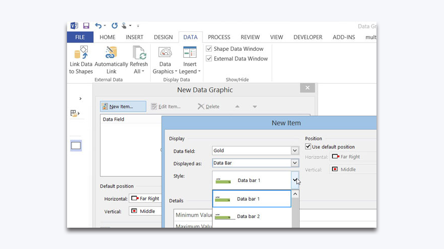 Data Graphic Data Bars in Visio 2013