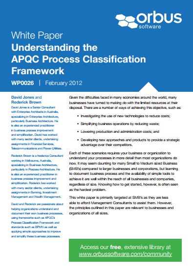 Understanding the APQC Process Classification Framework
